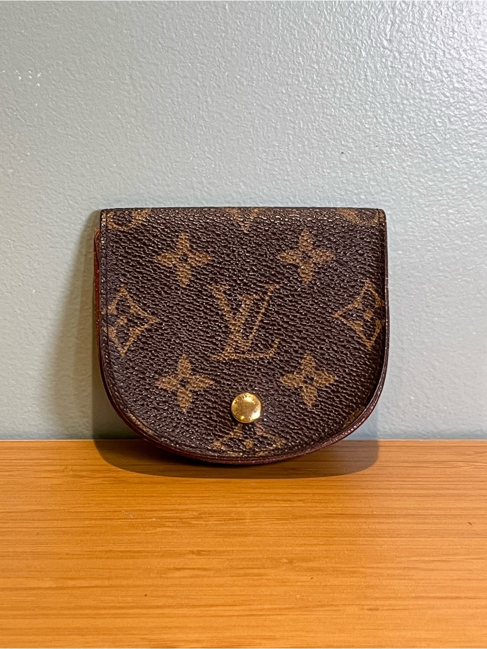 Louis Vuitton Monogram Coin Pouch in Brown with Gold Hardware